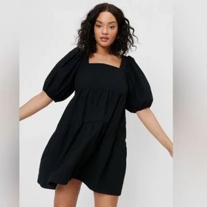 Shinestar tiered puff sleeved square neck mini dress NWT size M